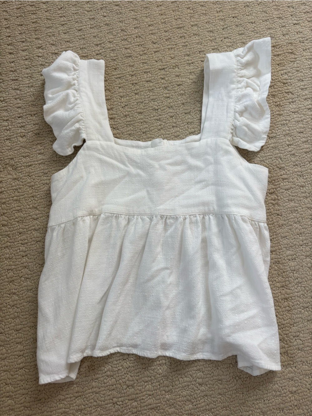 The Impeccable Pig White Ruffle Strap Tank Top